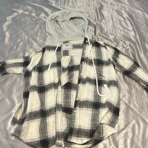 white grey and black oversized flannel